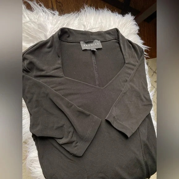 Premise Professional Work Sweetheart Neckline Black Top - Picture 3 of 5